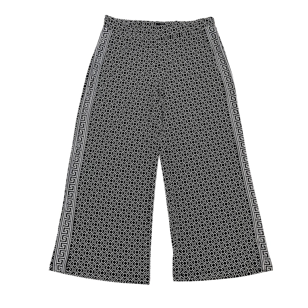 White House Black‎ Market Wide Leg Palazzo Pants Pull On Geometric - Size Large